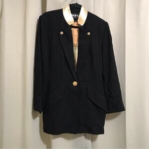 Criscione New York Vintage 80s Gold Vest Black Blazer Jacket